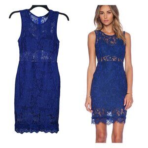 NBD Revolve Showstopper Womens Dress Size Medium Sheath Lace Overlay Blue
